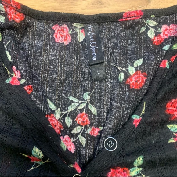 For Love and Lemons Pointelle Long Sleeve Pants Pajama Floral Rose set - Picture 13 of 16